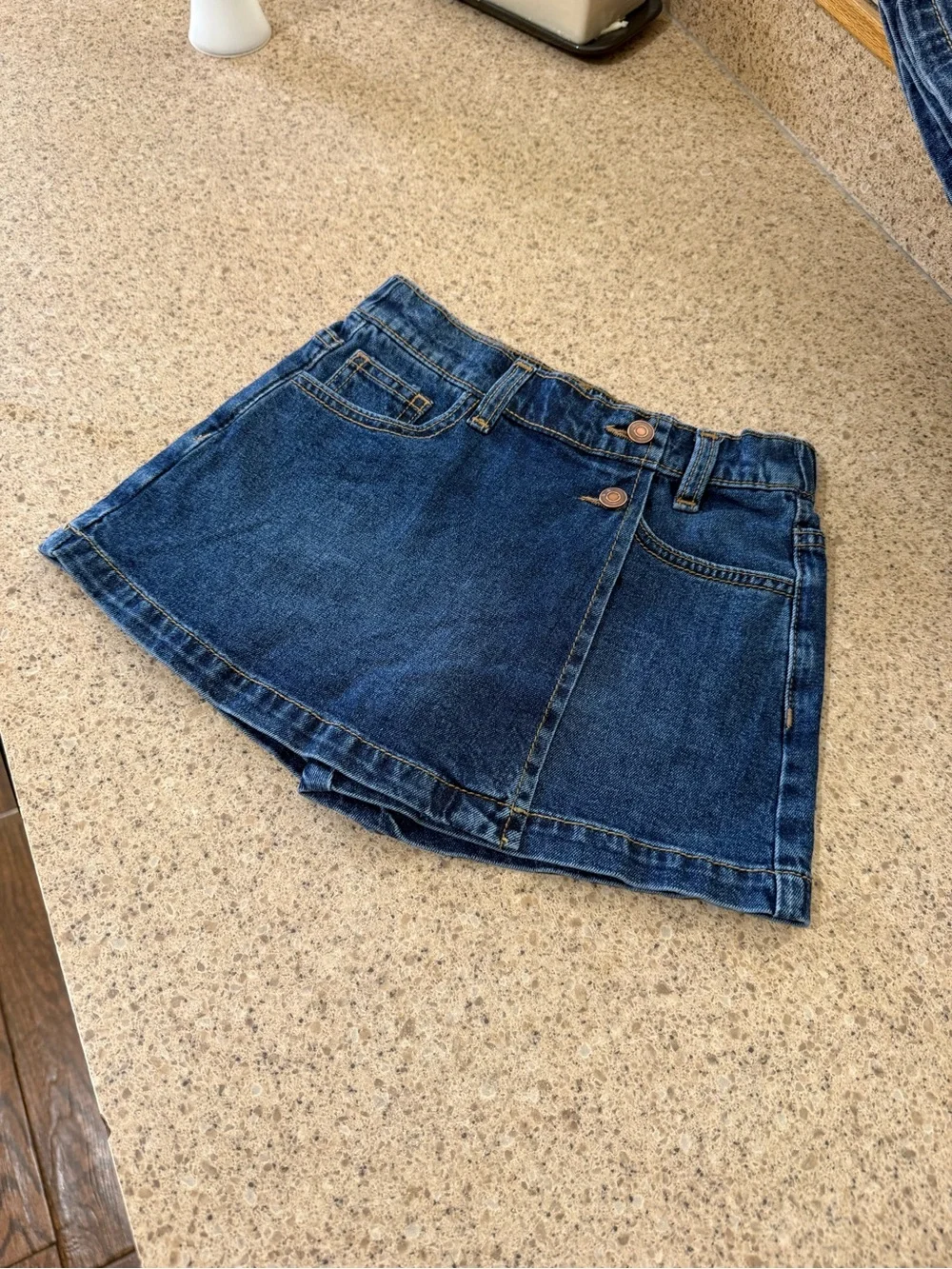 wonder nation Blue Denim Skort Set — Solid & Floral